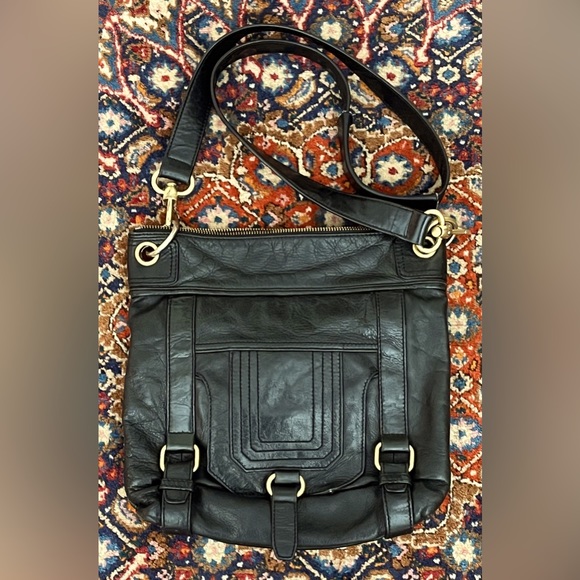 Hobo Black Leather Convertible Crossbody Bag - Picture 1 of 8